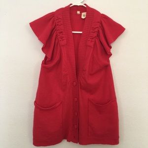 Anthropologie Moth Red Sweater Button Up Size XS